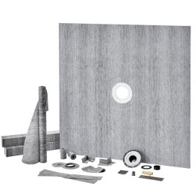 Shower Curb Kit, 72"x72" Shower Pan Kit with 2" ABS Central Flange, 4" Stainless Steel Grate, Waterproof Shower Curb & Membrane & Strip