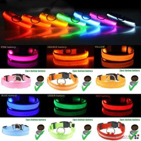 LED Adjustable Dog Collar Blinking Flashing Light Up Glow Pets Safety Waterproof (Option: L-Red)