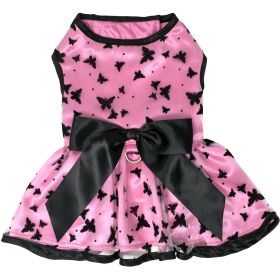 All Aflutter Pink & Black Dog Dress (Color: Raspberry Sorbet: X-Small)