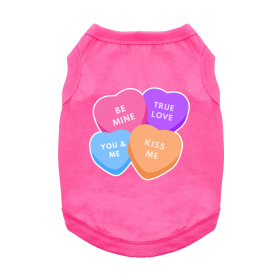 Conversation Hearts Dog Shirt (Color: Blue Gingham: Raspberry Sorbet, Color: Raspberry Sorbet: X-Small)