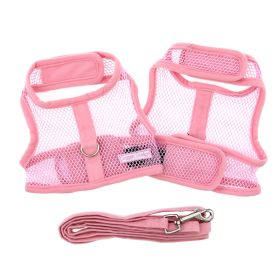 Cool Mesh Dog Harness with Leash (Color: Blue Gingham: Solid Pink, Color: Raspberry Sorbet: X-Small)