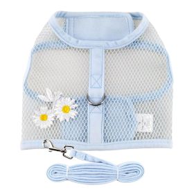 Cool Mesh Dog Harness with Leash (Color: Blue Gingham: Blue Daisy, Color: Raspberry Sorbet: X-Small)
