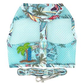 Cool Mesh Dog Harness with Leash (Color: Blue Gingham: Surfboards and Palms, Color: Raspberry Sorbet: X-Small)