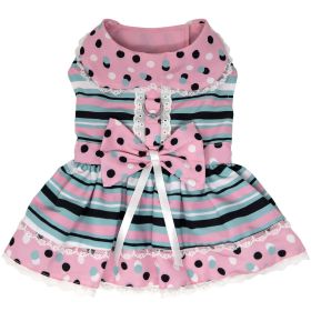 Dots & Stripes Harness Dress (Color: Blue Gingham: Pink & Teal, Color: Raspberry Sorbet: X-Small)