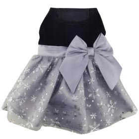 Holiday Dog Harness Dress (Color: Blue Gingham: Black Velvet with Gray Snowflake Skirt, Color: Raspberry Sorbet: X-Large)
