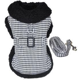 Black and White Classic Houndstooth Dog Harness Coat with Leash (Color: Raspberry Sorbet: XX-Large)