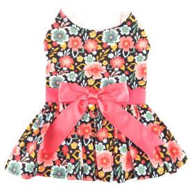 Blooming Blue and Peach Floral Dog Dress (Color: Raspberry Sorbet: X-Large)