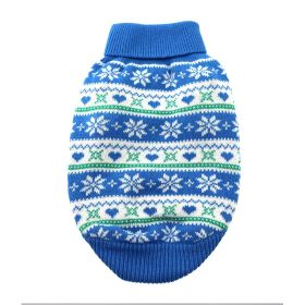 Combed Cotton Snowflake and Hearts Dog Sweater (Color: Blue Gingham: Blue, Color: Raspberry Sorbet: 3X-Large)