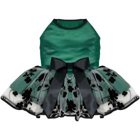Green and Black Satin Dog Dress (Color: Raspberry Sorbet: X-Large)
