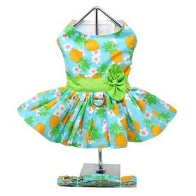 Pineapple Luau Dog Harness Dress with Matching Leash (Color: Raspberry Sorbet: X-Large)