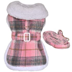 Sherpa-Lined Dog Harness Coat (Color: Blue Gingham: Pink & White Plaid, Color: Raspberry Sorbet: 2X-Large)