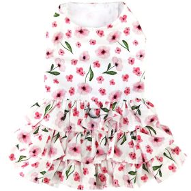 Spring Wildflower Dog Dress with Matching Leash (Color: Raspberry Sorbet: X-Large)