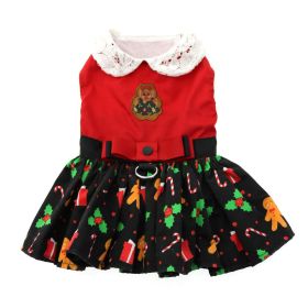 Holiday Dog Harness Dress (Color: Blue Gingham: Gingerbread, Color: Raspberry Sorbet: X-Small)