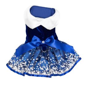 Holiday Dog Harness Dress (Color: Blue Gingham: Snowflakes, Color: Raspberry Sorbet: X-Small)