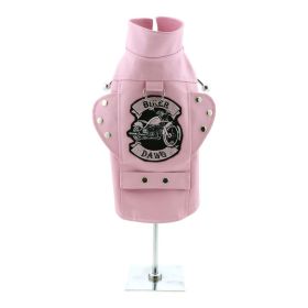 Biker Dawg Motorcycle Dog Jacket (Color: Blue Gingham: Pink, Color: Raspberry Sorbet: large)