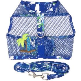 Cool Mesh Dog Harness with Leash (Color: Blue Gingham: Surfboard Blue and Green, Color: Raspberry Sorbet: large)