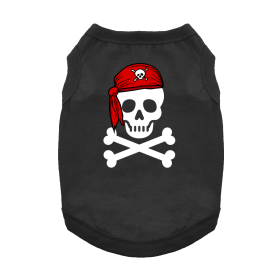 Pirate Skull with Red Bandana Dog Shirt (Color: Blue Gingham: Jet Black, Color: Raspberry Sorbet: large)