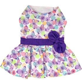 Purple Butterfly Dog Dress with Matching Leash (Color: Raspberry Sorbet: large)