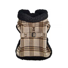Sherpa-Lined Dog Harness Coat (Color: Blue Gingham: Brown & White Plaid, Color: Raspberry Sorbet: large)