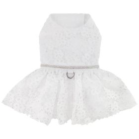 White Lace Dog Wedding Dress with Matching Leash (Color: Raspberry Sorbet: large)