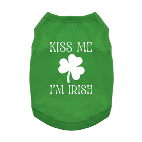 Kiss Me I'm Irish Dog Shirt (Color: Blue Gingham: Emerald Green, Color: Raspberry Sorbet: X-Small)