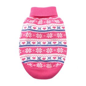 Combed Cotton Snowflake and Hearts Dog Sweater (Color: Blue Gingham: Pink, Color: Raspberry Sorbet: X-Small)