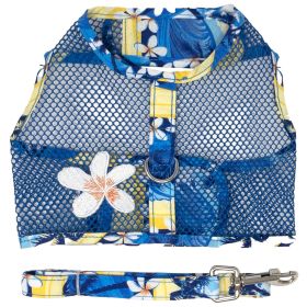 Cool Mesh Dog Harness with Leash (Color: Blue Gingham: Catching Waves, Color: Raspberry Sorbet: small)