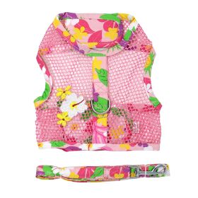 Cool Mesh Dog Harness with Leash (Color: Blue Gingham: Pink Hawaiian Floral, Color: Raspberry Sorbet: small)