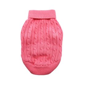 Combed Cotton Cable Knit Dog Sweater (Color: Blue Gingham: Candy Pink, Color: Raspberry Sorbet: X-Small)