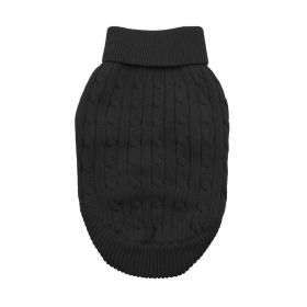 Combed Cotton Cable Knit Dog Sweater (Color: Blue Gingham: Jet Black, Color: Raspberry Sorbet: X-Small)