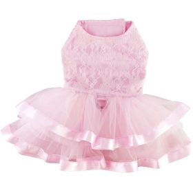 Pink Lace & Ruffles Dog Dress with Matching Leash (Color: Raspberry Sorbet: small)
