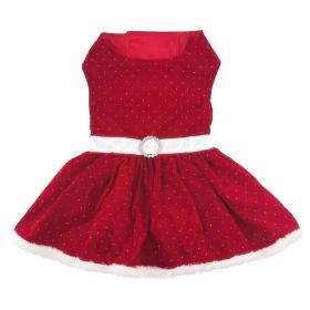 Holiday Dog Harness Dress (Color: Blue Gingham: Red Velvet Sparkle, Color: Raspberry Sorbet: small)