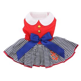 Sailor Girl Dress with Matching Leash (Color: Raspberry Sorbet: small)