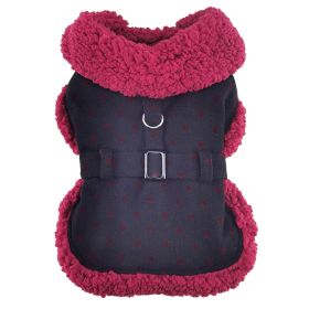 Sherpa-Lined Dog Harness Coat (Color: Blue Gingham: Black & Burgundy Dots, Color: Raspberry Sorbet: small)