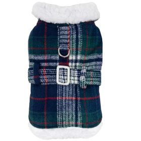 Sherpa-Lined Dog Harness Coat (Color: Blue Gingham: Blue & Green Plaid, Color: Raspberry Sorbet: small)
