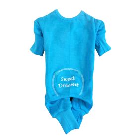 Sweet Dreams Thermal Dog Pajamas (Color: Blue Gingham: Blue, Color: Raspberry Sorbet: small)