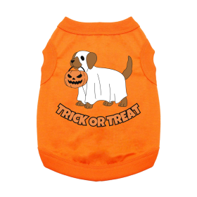 Trick or Treat Pup Dog Shirt (Color: Blue Gingham: Sunset Orange, Color: Raspberry Sorbet: small)