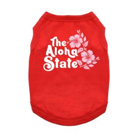 The Aloha State Dog Shirt (Color: Blue Gingham: Red, Color: Raspberry Sorbet: medium)