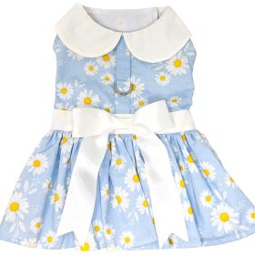 Blue Daisy Dog Dress with Matching Leash (Color: Raspberry Sorbet: medium)