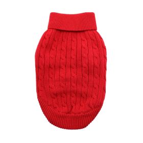 Combed Cotton Cable Knit Dog Sweater (Color: Blue Gingham: Fiery Red, Color: Raspberry Sorbet: small)