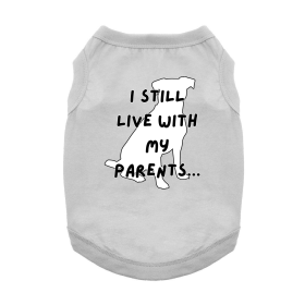 I Still Live With My Parents Dog Shirt (Color: Blue Gingham: Glacier Gray, Color: Raspberry Sorbet: medium)
