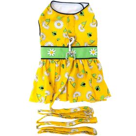 Ladybugs and Daisies Dog Dress with Matching Leash (Color: Raspberry Sorbet: medium)