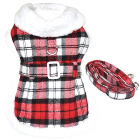 Sherpa-Lined Dog Harness Coat (Color: Blue Gingham: Red & White Plaid, Color: Raspberry Sorbet: medium)