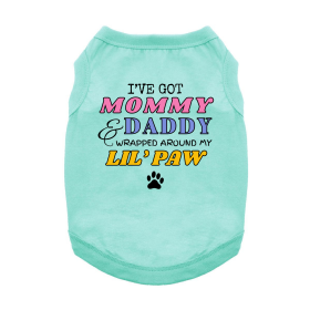 Wrapped Around My Lil Paw Dog Shirt (Color: Blue Gingham: Teal, Color: Raspberry Sorbet: medium)