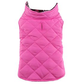 Reversible Fleece Lined Puffer Dog Coat (Color: Blue Gingham: Pink Plaid, Color: Raspberry Sorbet: X-Small)