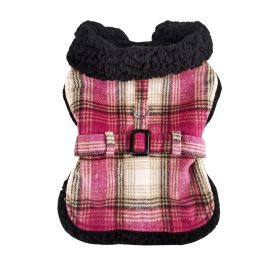 Sherpa-Lined Dog Harness Coat (Color: Blue Gingham: Hot Pink & Tan Plaid, Color: Raspberry Sorbet: X-Small)